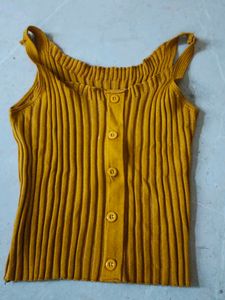 Ribbed Button-Front Tank Top
