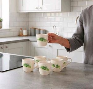 Set of 6 Tropical Leaf Mugs