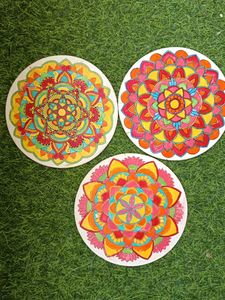 Set of 3 Hand-Painted Mandala Art