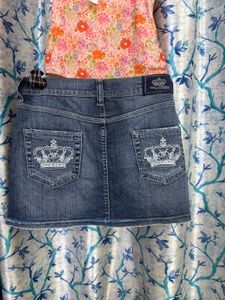 Victoria Beckam embellished Denim Skirt