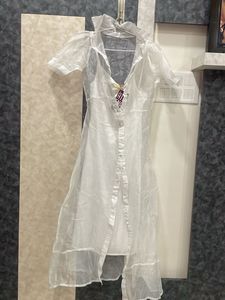 Chic White Sheer Button-Up Dress