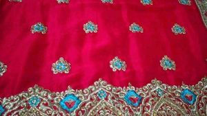 Stunning Embroidered Pink Silk Saree