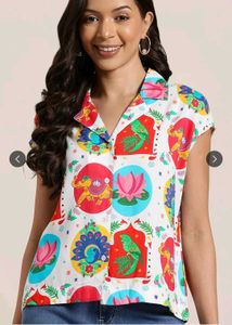 Vibrant Ethnic shirt Elephant & Peacock Print
