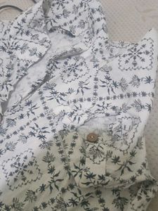 Elegant White &amp; Black Printed Kurta