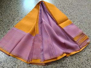 beautiful yellow and lavender saree