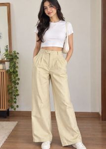 Cream Wide Leg Trousers
