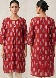 Red Leaf Print Kurta only 99 Rs