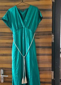 Emerald Green Midi Wrap Dress