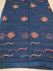 Elegant Blue Embroidered Saree