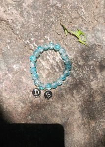 Blue Beaded Bracelet with All Alphabet