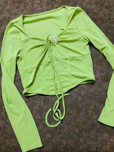 Lime Green Ruched Crop Top