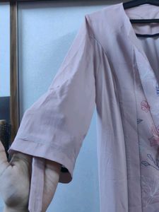 Elegant Pink Floral Long Shrug