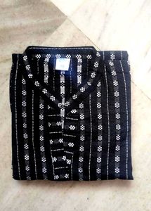 Stylish Black Kurta with White Print