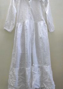 White Broderie Anglaise Midi Dress