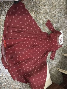 Maroon Printed Anarkali Kurta