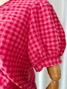Pink Gingham Tie-Front Top