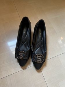 Black Embellished Pointed Toe Heels