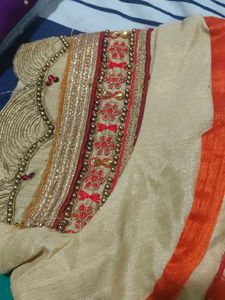Stunning Orange Embroidered Saree