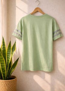 Men's Casual Green Striped T-Shirt