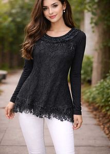 Elegant Black Lace Tunic Top