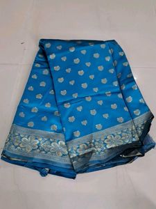 Beautiful Blue Banarasi Silk Saree