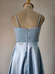 Elegant Light Blue Satin Maxi Dress