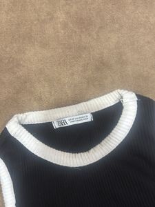 Zara Black Ribbed Crop Top