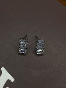 Elegant Silver Stud Earrings With Stones