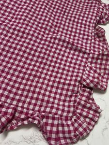 Handmade pink Gingham coshion with Ruffles