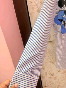 Kazo's Mickey &amp; Minnie Striped Button-Up Shirt