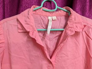 Cute Pink Fitted Korean Shirt