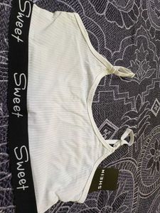 White Ribbed Sports Bra