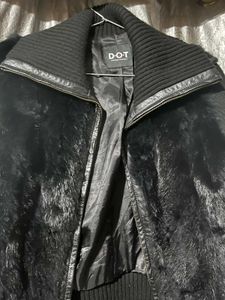 Chic Black Faux Fur &amp; Leather Jacket