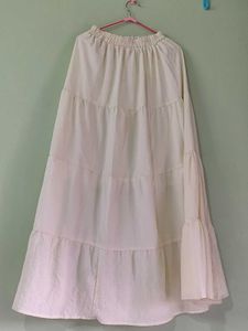 Butter yellow tiered maxi skirt