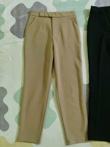 Elegant Beige &amp; Black Women's Pants
