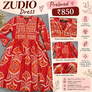 Zudio Red Printed Kurta
