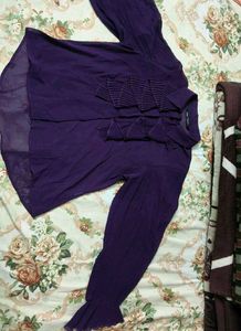 ZARA Deep Purple Pleated Ruffle Shirtgirls✨