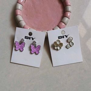 Cute Butterfly & Flower Earrings Set