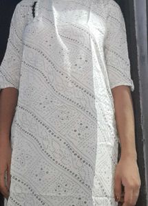 White Bandhani Print Kurta