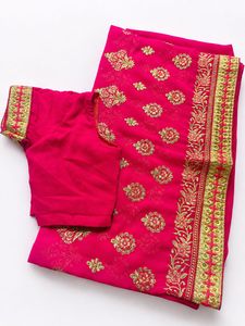 Stunning Pink Embroidered Saree