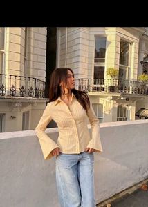 Butter Yellow Bell Sleeve Shirt 💛✨