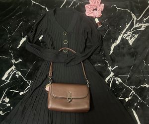 Chic Black Ribbed Knit Dress