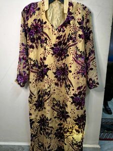 ✨ Elegant Floral Women's Kurti | Beige &amp; Purple