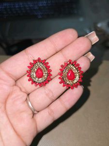 Red & Gold Dangle Earrings