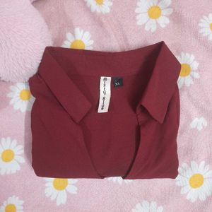 Maroon Button-Down Shirt