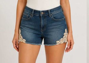 Stylish Denim Shorts with Lace Detail