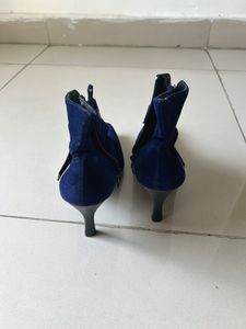Nell Navy Blue Diamond Studded Heel Boots