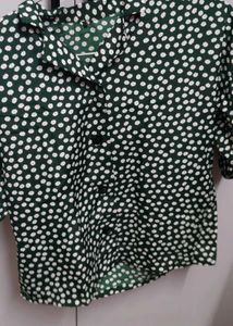 Green Floral Button-Up crop Top