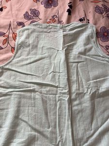 Light Blue Striped Sleeveless Blouse