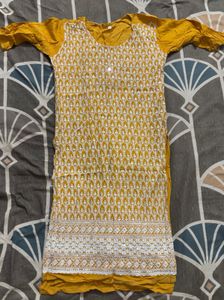 Yellow Kurta with White Print